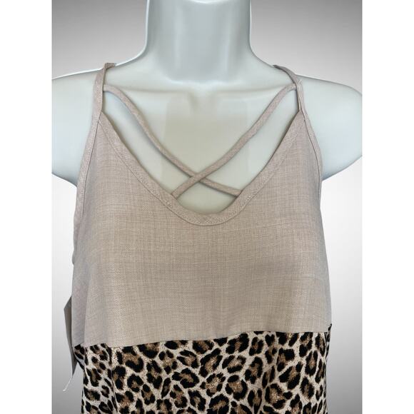 First Love Tie Front Tank Style Top, Strappy, Leopard, NWT, Small - Picture 2 of 7